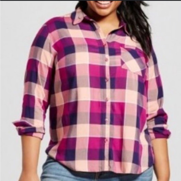 Ava & Viv Tops - Ava & viv purple/ pink Plaid Button-Up Shirt